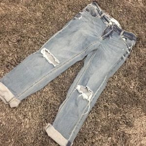 Ripped girlfriend jeans